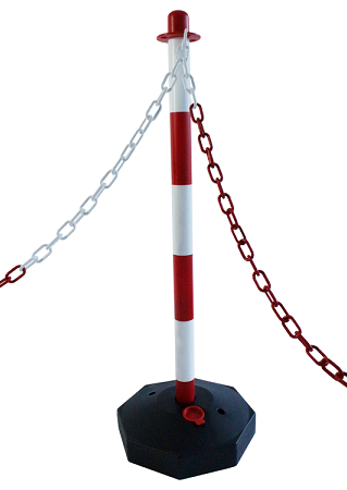 Afzetpalen (6 stuks) met 22m. Ketting Rood/Wit, incl. voetstukken