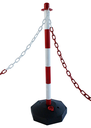 Afzetpalen (10 stuk) met 44m. ketting Rood/Wit, incl. voetstukken