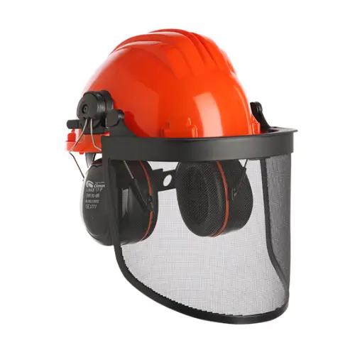 Climax Bosbouwhelm 437 | Oranje | Draaiknop | Incl. Gaasscherm en 17-P Oorkappen