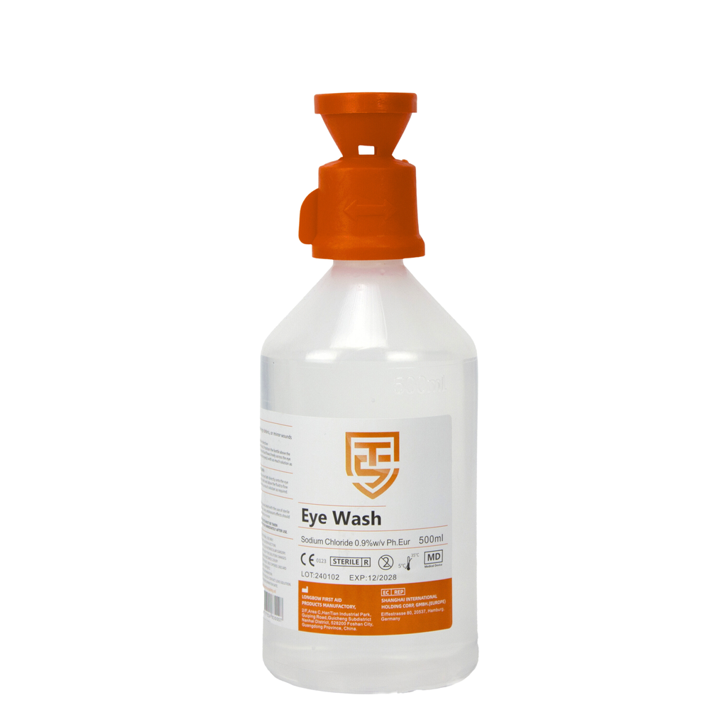 Technosafety Oogspoelfles 500 ml | Met oogbad | NaCl 0,9% 