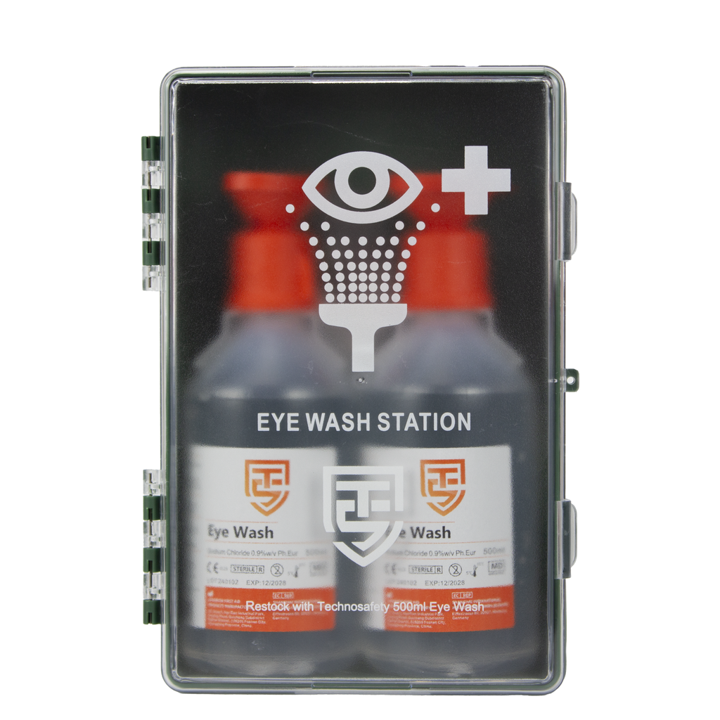Technosafety Oogspoelstation | Incl. 2x 500 ml | Met spiegel