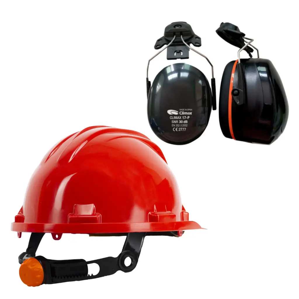 Climax Veiligheidshelm RG5 | Rood | Draaiknop | Incl. 17-P Oorkappen