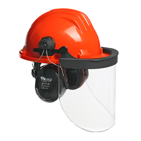 Climax Veiligheidshelm 437-I | Oranje | Draaiknop | Incl. Transparant vizier en 17-P Oorkappen 