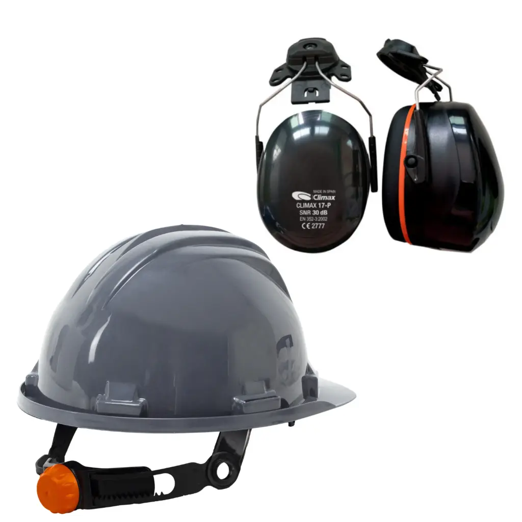 Climax Veiligheidshelm RG5 | Grijs | Draaiknop | Incl. 17-P Oorkappen