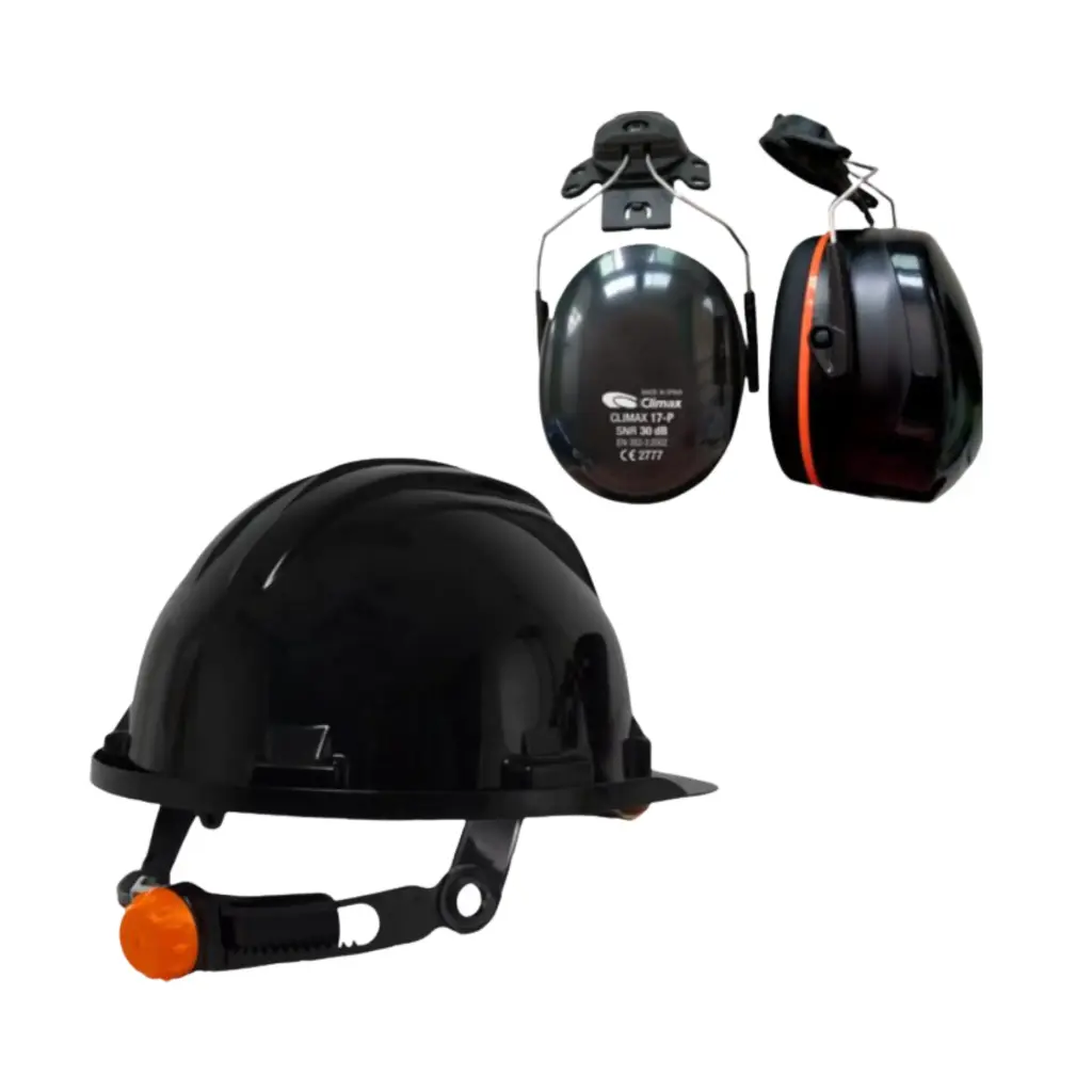 Climax Veiligheidshelm RG5 | Zwart | Draaiknop | Incl. 17-P Oorkappen
